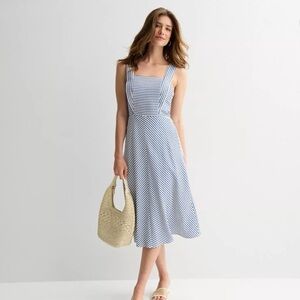 Draper James Chevron Sleeveless Midi Dress Smocked back Lined Pockets